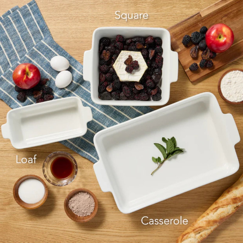 3PC Casserole Cookware Set, Vanilla Buttercream