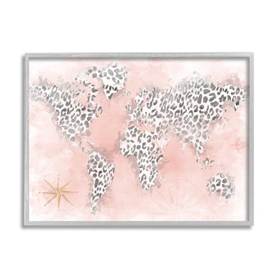 " Glam Cheetah Animal Pattern Continent Shapes Map " by Natalie Carpentieri