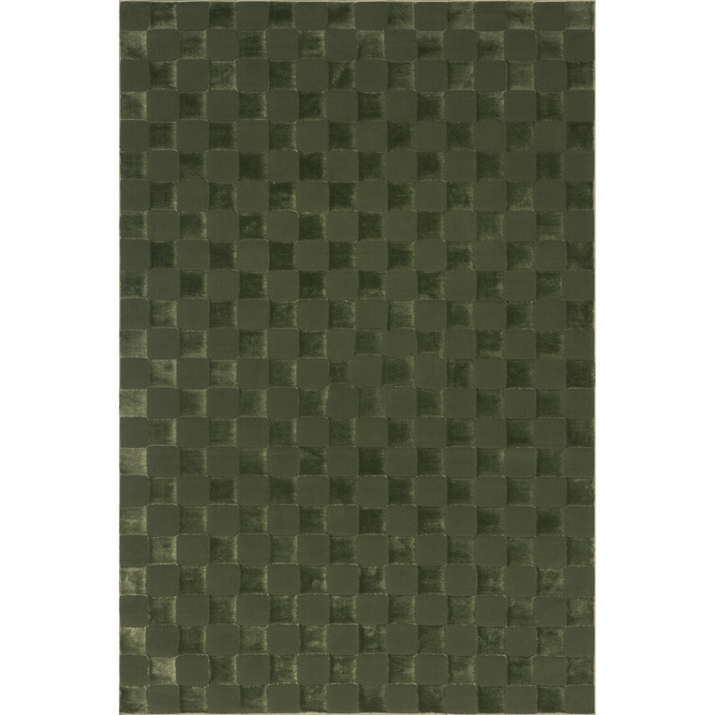 Alaiya Checkered Machine Washable Area Rug, Rectangle 5' x 8'