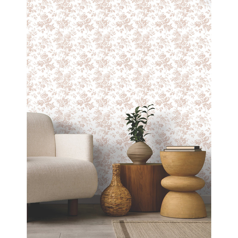 Anemone Toile Wallpaper Roll, Blush