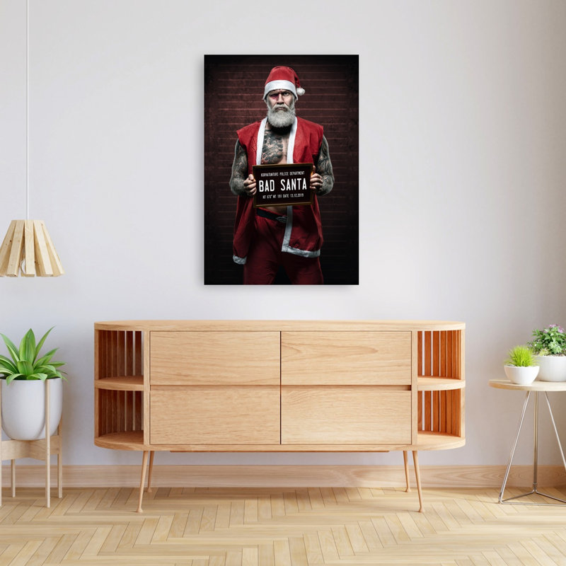 «Bad Santa Mugshot», impression murale abstraite moderne, 48" H x 32" W