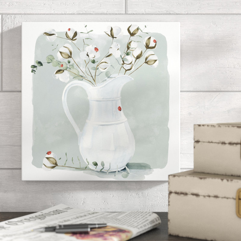 «Cotton Bouquet II», peinture sur toile, H 12 po x l 12 po, Toile tendue