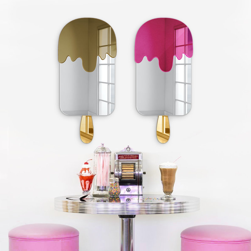 Décoration murale miroir glace 3D, H 16 po x l 7 po x P 1 po, Brun