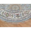 Tapis oriental rond bleu clair 7 pi 9 po x 7 pi 9 po Nain avec motif de médaillons de fleurs, laine douce et soie, velours doux, 250 KPSI