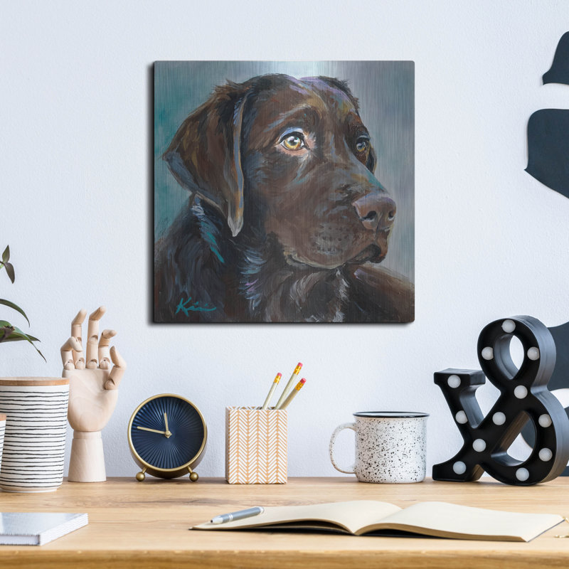 Red Barrel Studio® «Must Love Dogs Chocolate Lab 2» par Lindsay Kivi, art mural en métal, H 12 po x l 12 po