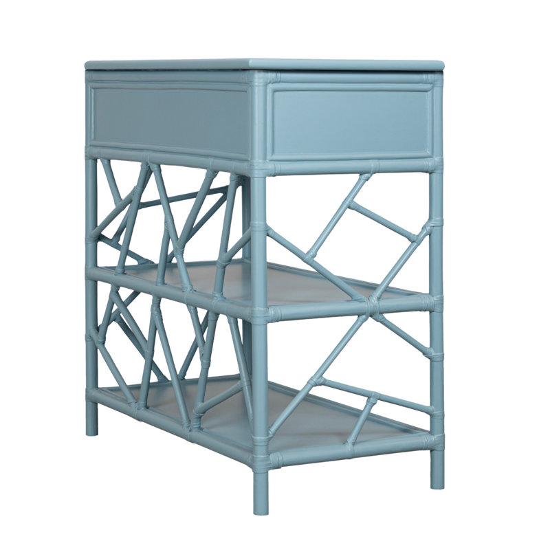 End Table with Storage, Pool Blue