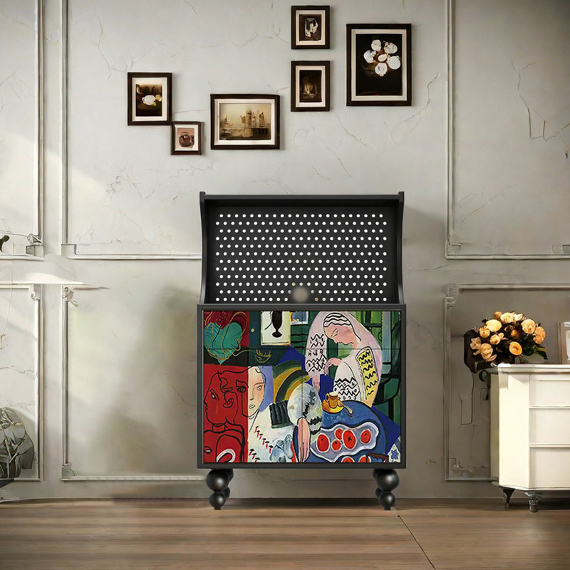 Multi-purpose art pattern accent cabinet, Black