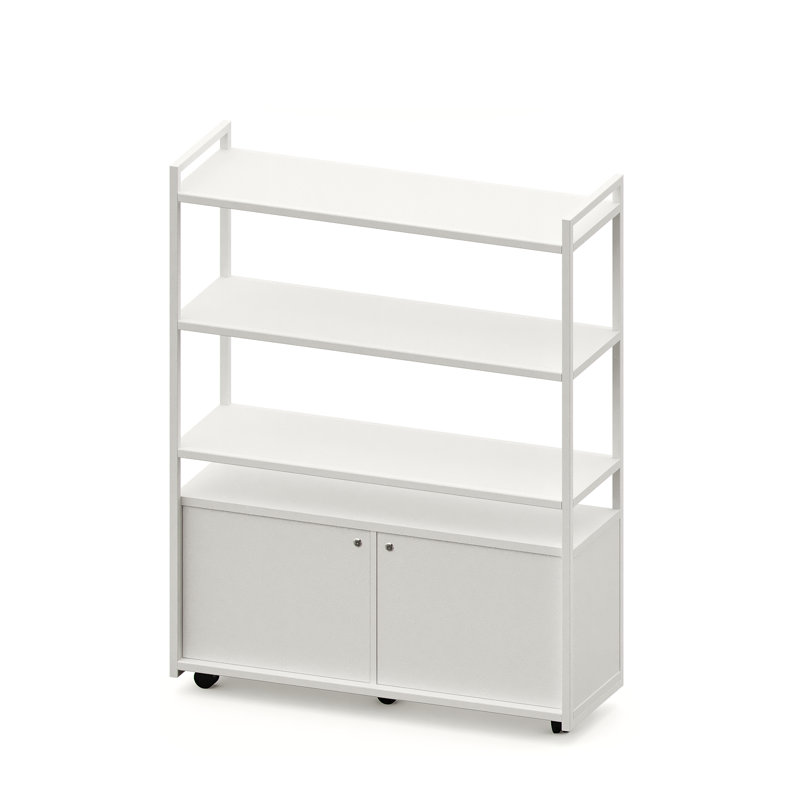 Deakins 176cm H x 119cm W Etagere Bookcase, White, White