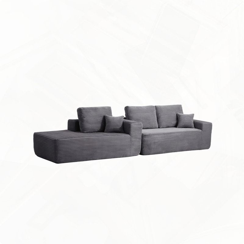 Canapé modulaire en L 104 po, Gris