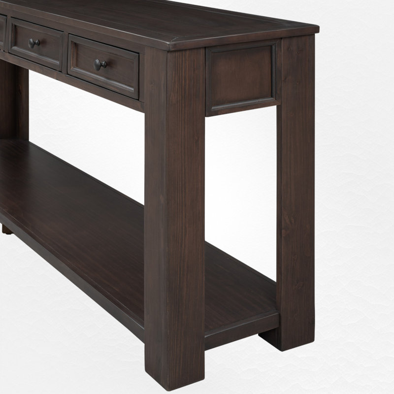 Hagberg Console Table Sofa Table with Storage Drawers and Bottom Shelf for Entryway Hallway,Entryway Table, Brown