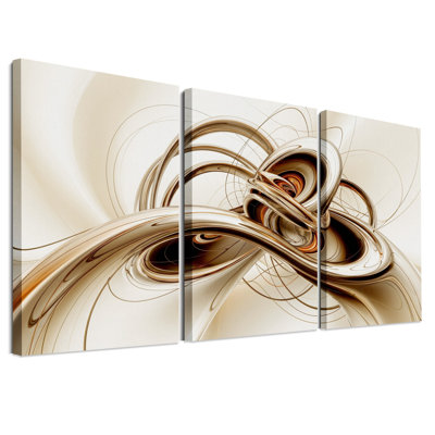 Toile abstraite liquide or et bronze, ensemble de 3 toiles