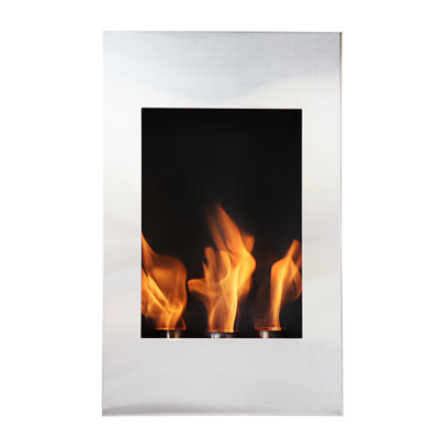 BioFlame 19.7 " W Stainless Steel Recessed Wall Mounted Bio-Ethanol Fireplace