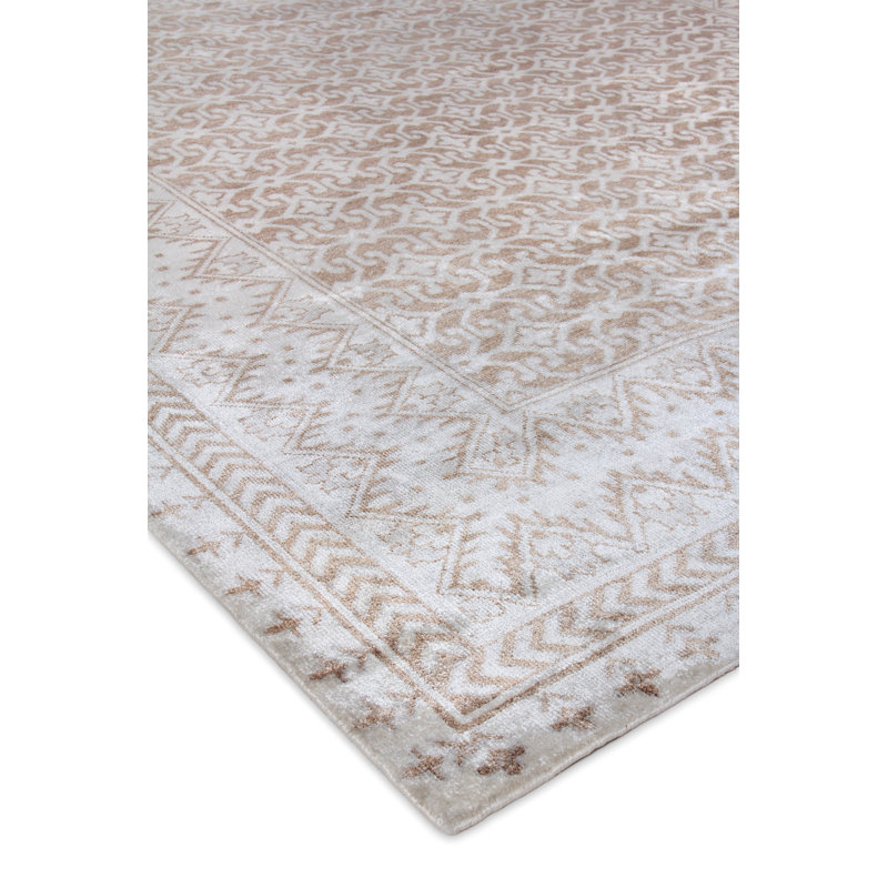 Antique Weave Bamboo hand-knotted Bamboo Silk Beige Area Rug, 10'X14'