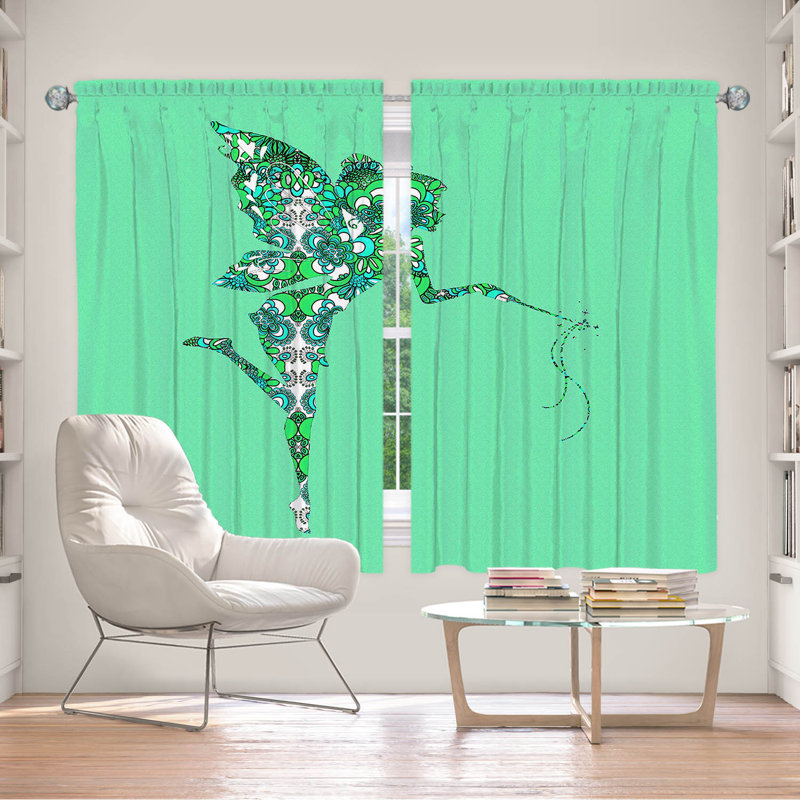 La paire de rideaux obscurcissant en polyester Bilqees filtre la plupart des rideaux de lumière, Aqua / vert