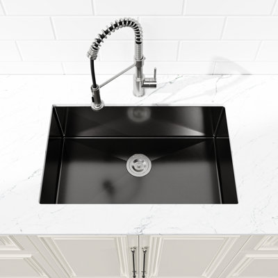 Évier de cuisine encastré en acier inoxydable 304 moderne 30 po x 19 po - Noir avec drain fait à la main pour une utilisation efficace et hygiénique