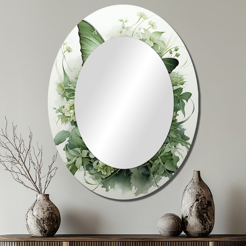 Miroir mural vert Green Butterfly Whirling Beauty, 40 po x 30 po