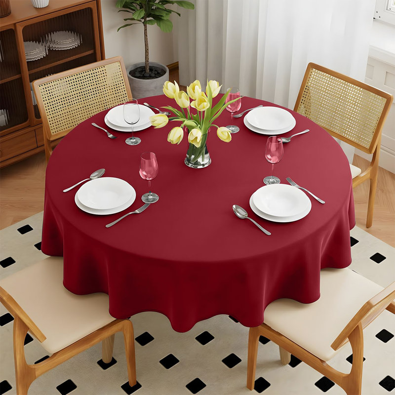 R-1PCBurgundy Polyester Tablecloth, 220.5cm W x 220.5cm L, Burgundy
