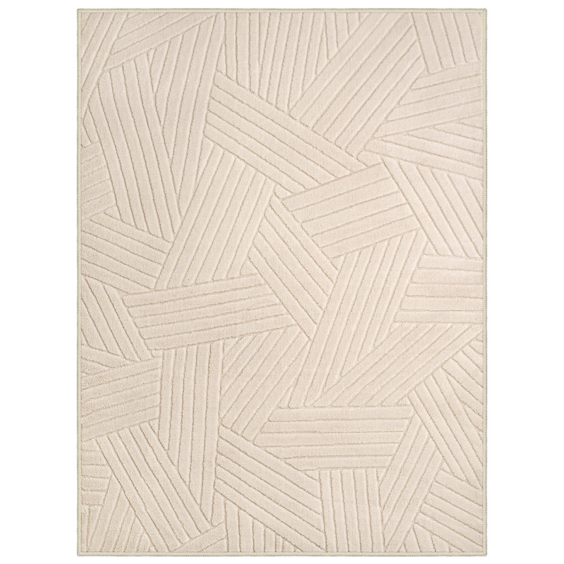 Geometric Area Rug, Beige, Rectangle 120 x 160 cm
