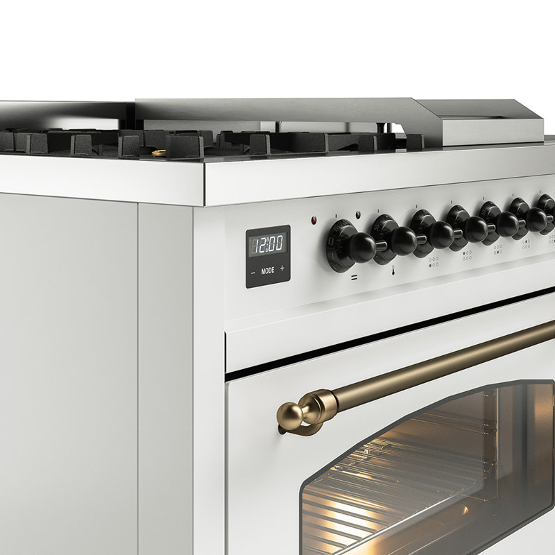 ILVE Nostalgie II 48 Dual Fuel Range, Stainless Steel/Brass, Natural Gas