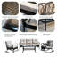 Ensemble de conversation 5 chaises berçantes avec coussins et table d'appoint beige