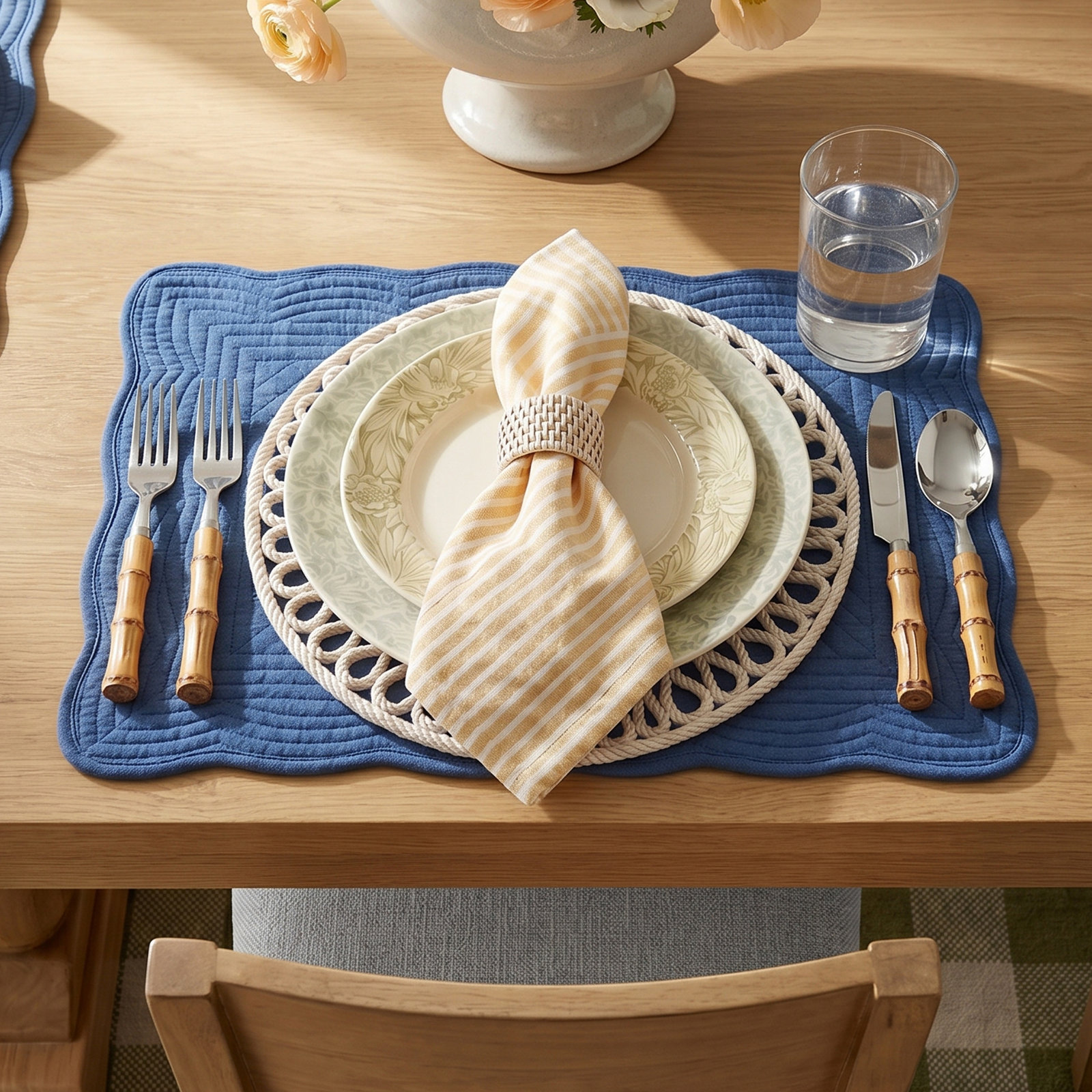 Grover Reversible Cotton Placemat, Navy