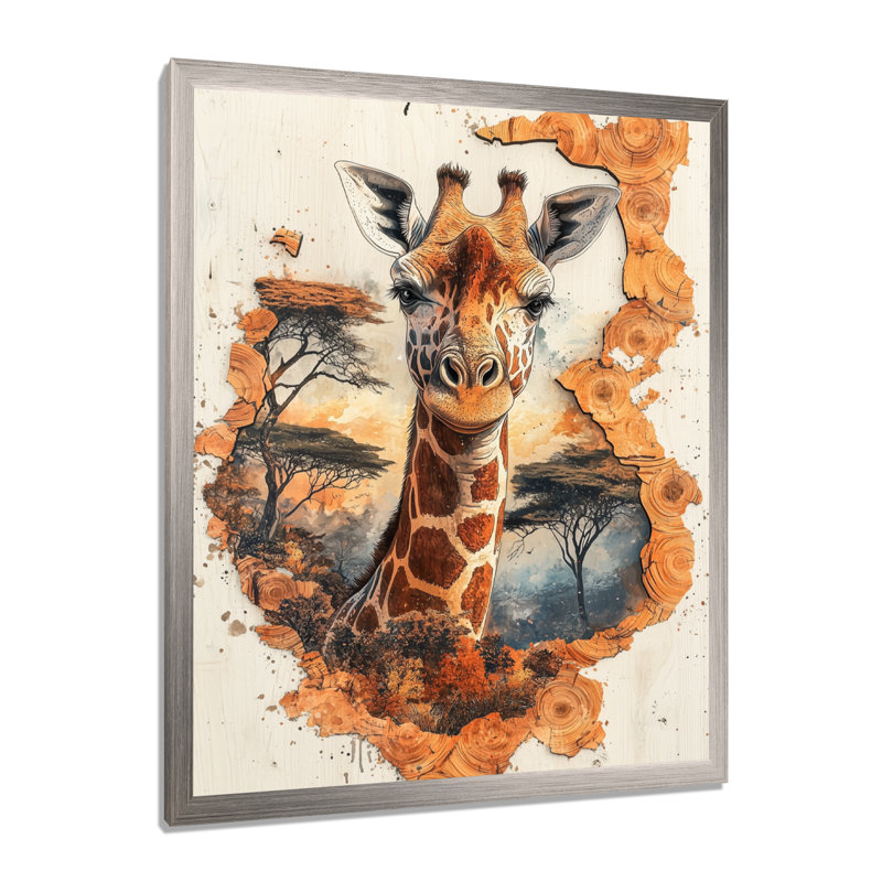 Geriah - animaux, art mural sur toile, H 44 po x l 34 po, Picture Framed, Argent argent