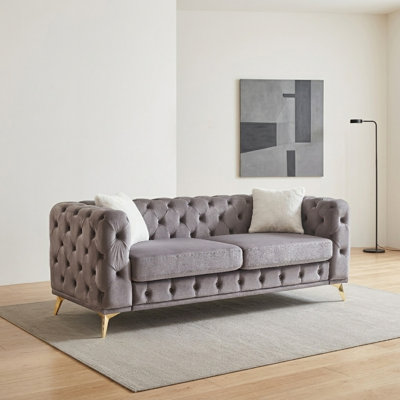 Causeuse Chesterfield en velours capitonné Modern