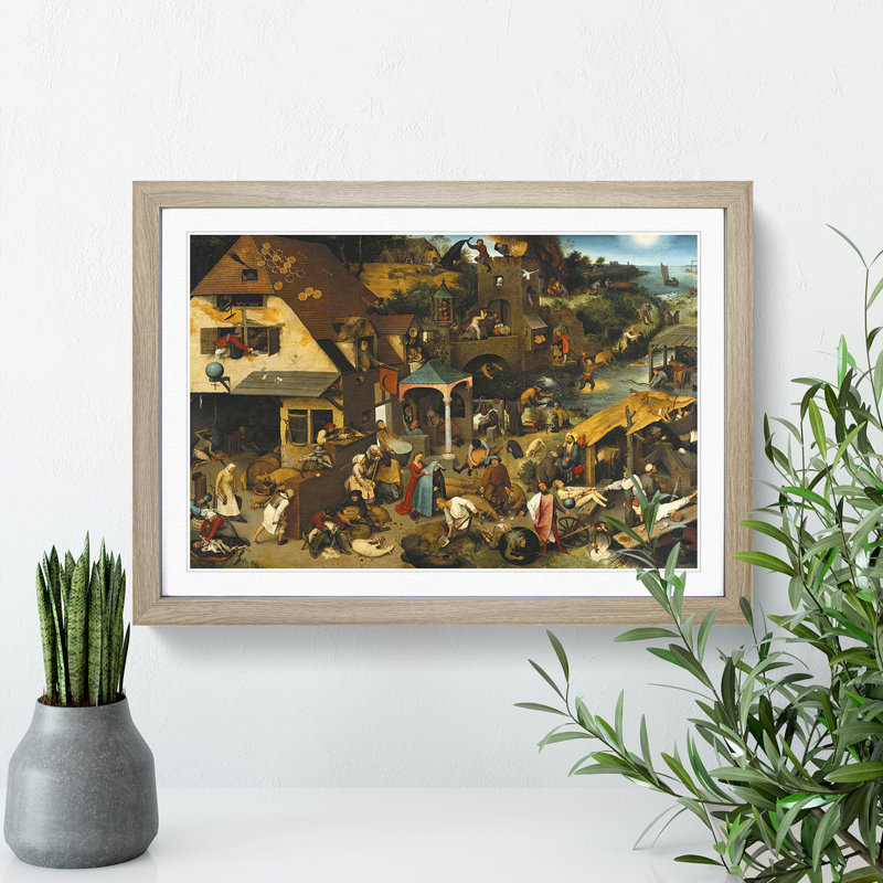 The Dutch Proverbs by Pieter Bruegel the Elder - Framed Print, 36cm H x 48cm W x 2cm D, Oak