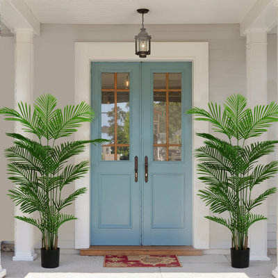 71'' Artificial Tree UV Resistant Faux Palm Tree Fake Potted Topiary Tree Plant in Pot in Basket Fake Tree for Home Décor