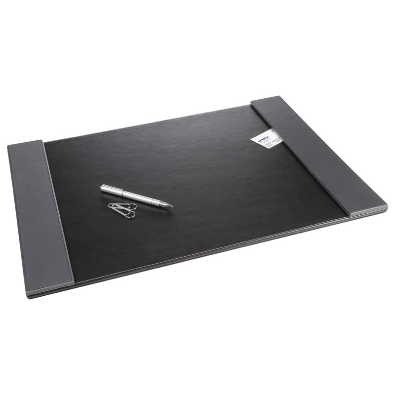 Black and Gray Faux Leather Desk Pad with Lift-Up Panels