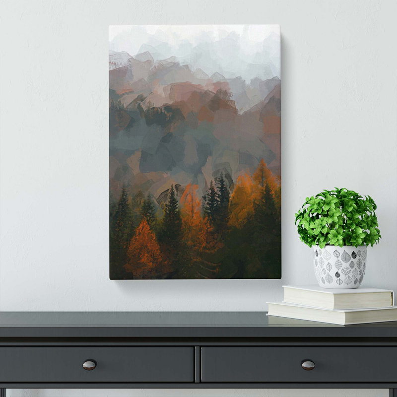Misty Forest In The Autumn In Abstract - Wrapped Canvas, 91cm H x 60cm W x 3cm D