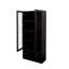 Bibliothèque noire avec lumières à DEL, 4 tablettes, 2 tiroirs et portes en verre pour vitrine d'étude - portes éclairées, tablettes de rangement dans la chambre à coucher