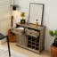 Armoire à vin rustique avec 2 tiroirs, amovible, tablettes de rangement, gris délavé pour la cuisine et la salle à manger