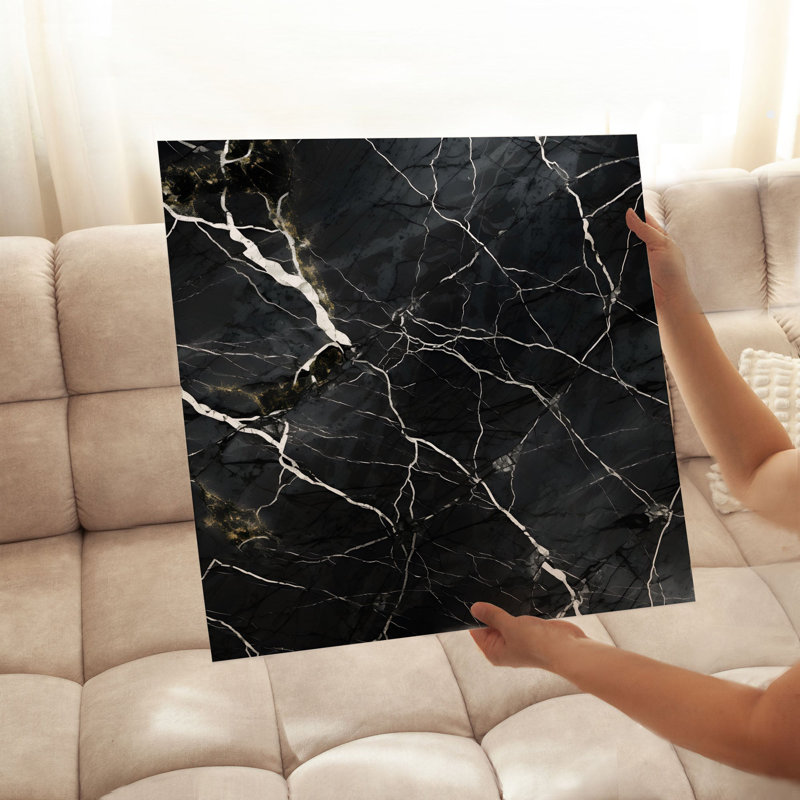 «Abstract Geode Black Symphony VII», reproduction d'art moderne sans cadre