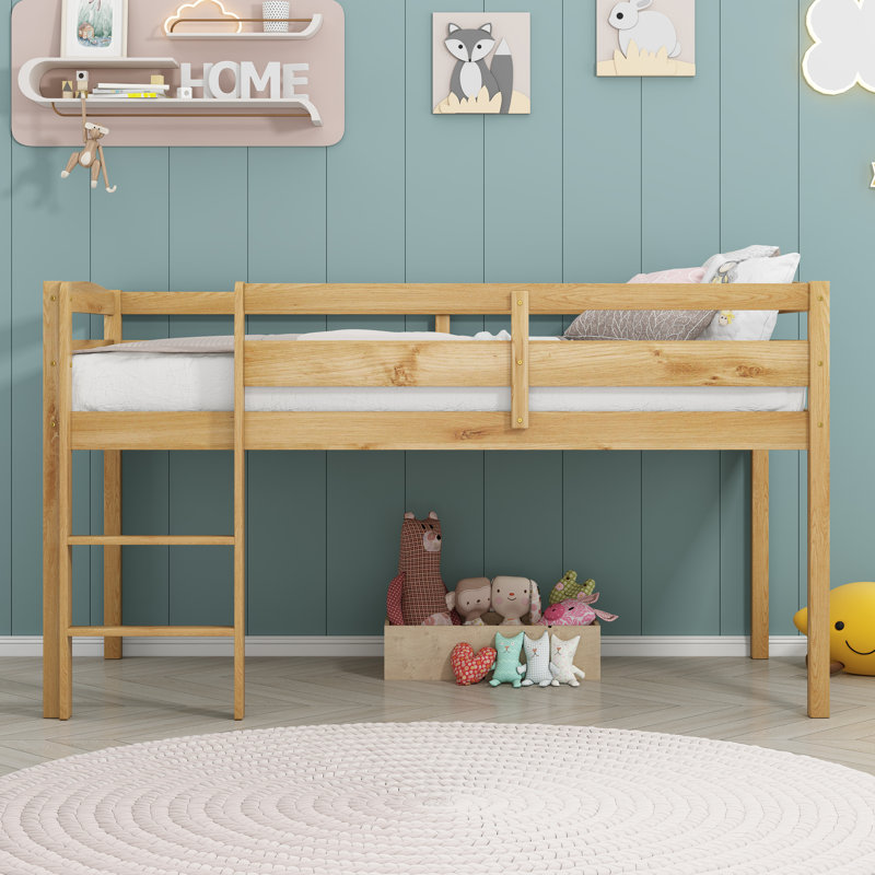 Ermanna Kids Twin Loft Bed, Walnut