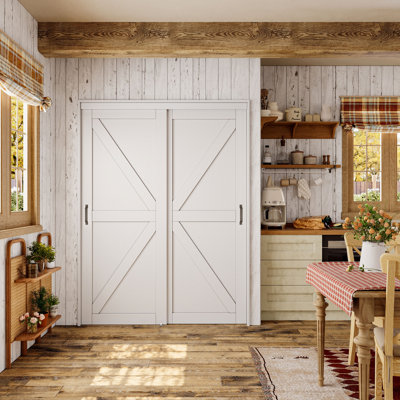 Portes coulissantes à panneau H 80 "pour garde-manger et garde-robe avec quincaillerie et poignées