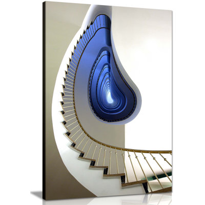 Blue Infinite Staircase Artistic - Wrapped Canvas Print