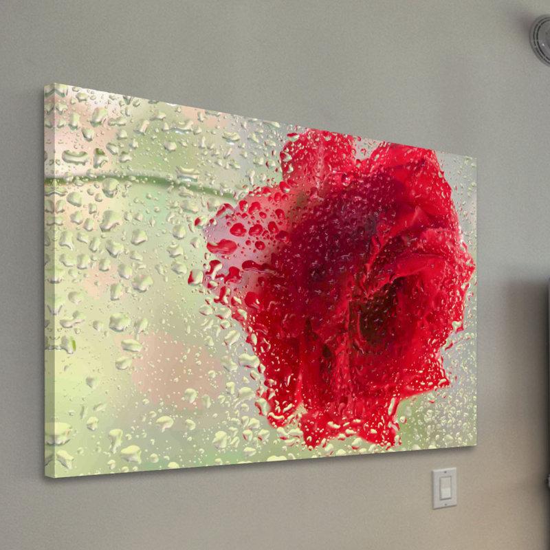 Red Rose In A Light Rain by Don Schwartz - Wrapped Canvas Print, 102 cm H x 152 cm W x 4 cm D