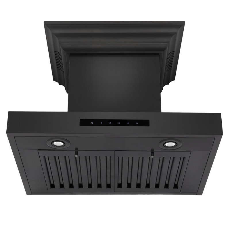 24 Inch Black Stainless Steel Wall Mount Range Hood with Bluetooth Speakers