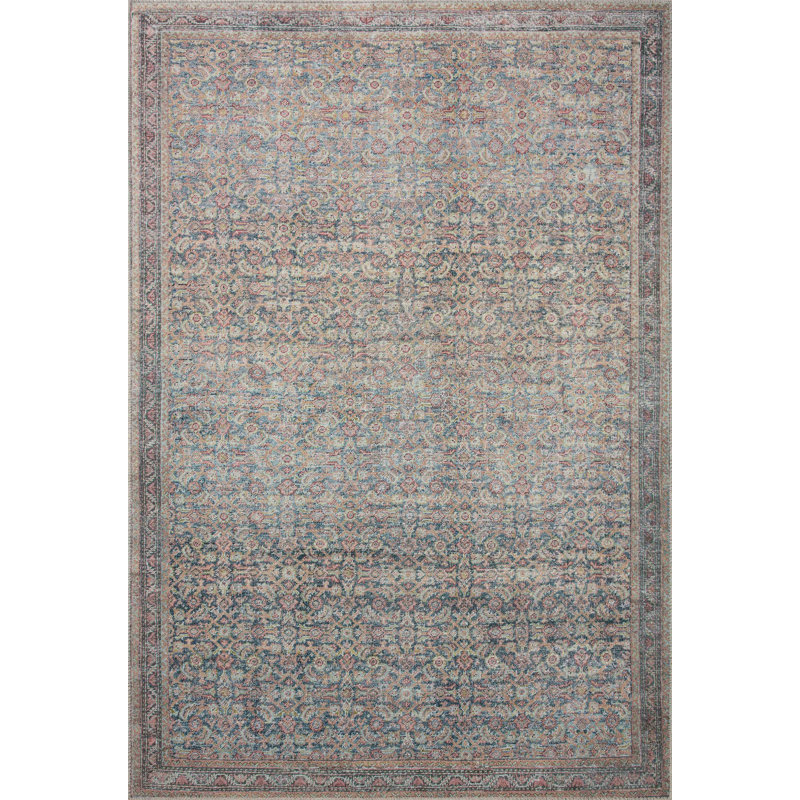Adrian Oriental Denim/Gray Area Rug, Rectangle 7'6" x 9'6"