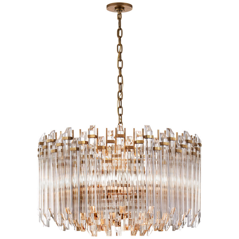 Suzanne Kasler Adele Large Wide Drum Chandelier, Hand-Rubbed Antique Brass