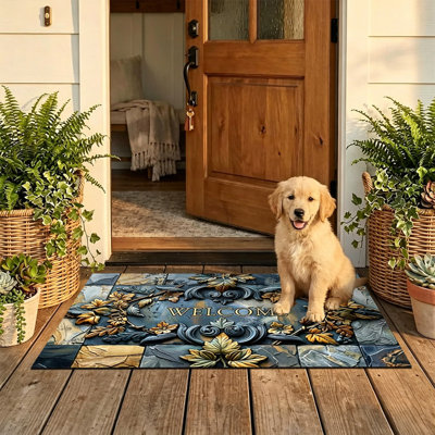  Tapis d'entrée antidérapant pour l'intérieur et l'extérieur, 16 po x 24 po, entrée en mosaïque de verre