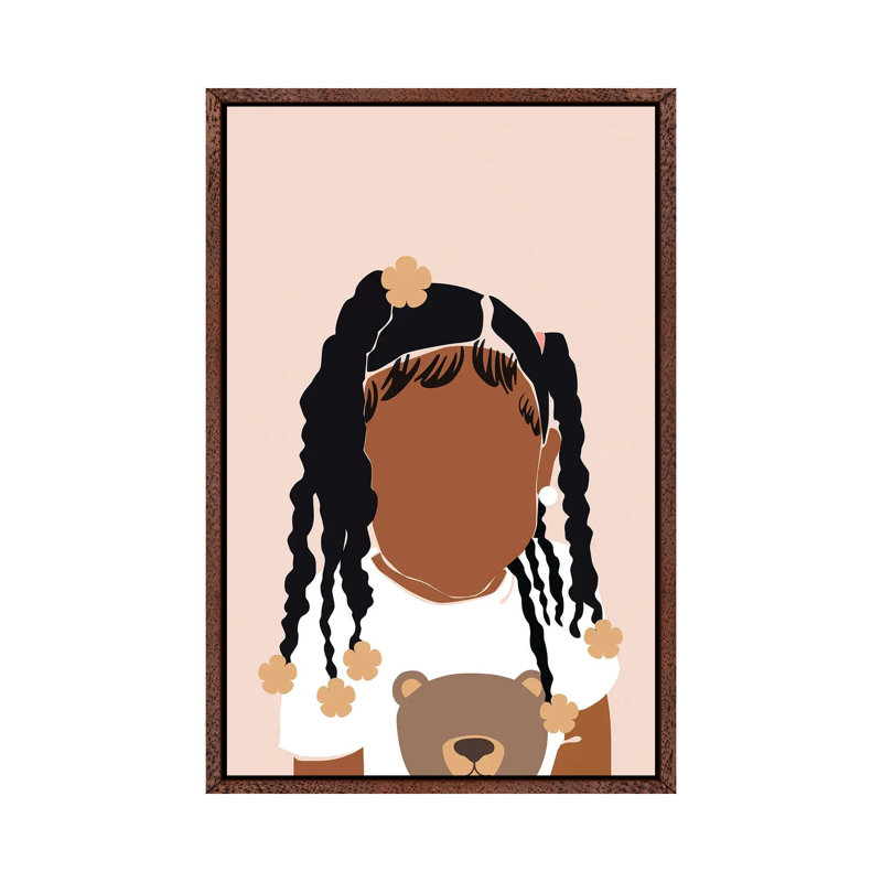 Baby Girl - Print on Canvas, 66.04 cm H x 45.72 cm W, Classic Brown Wood Framed