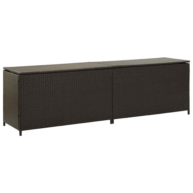 Jer Outdoor Storage Box With Gas Lift, 79 Inch Rattan Woven, Brown