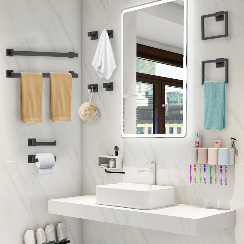 10-Pieces Matte Black Bathroom Accessories Set