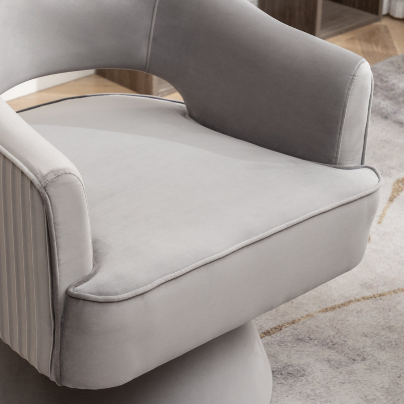 Fauteuil demi-tonneau Chynna, Velours gris