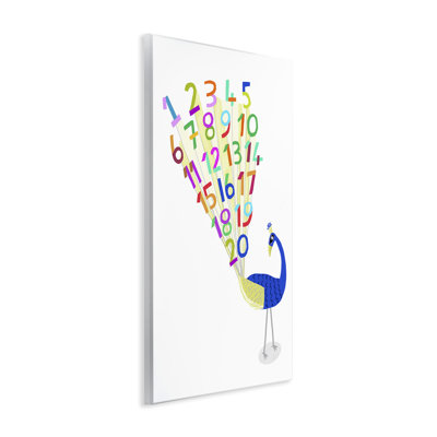 Peacock with Numbers Wall Plaque Art by Carla Daly