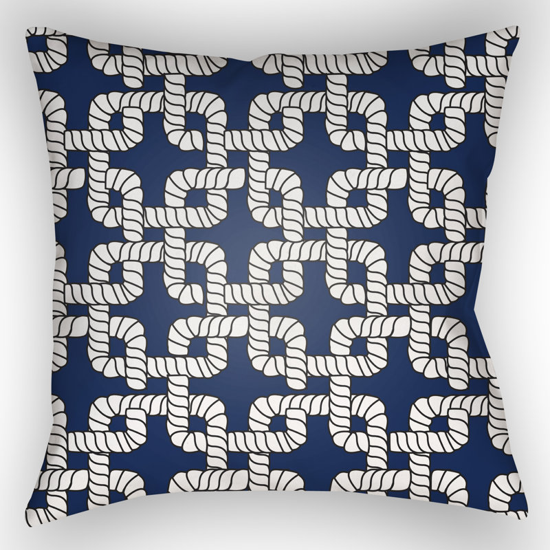  Rope Indoor/Outdoor Throw Pillow, 18" H x 18" W x 4" D, Blue