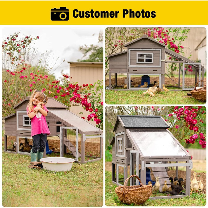 Chicken Coop with Chicken Run For Up To 4 Chickens, Brown