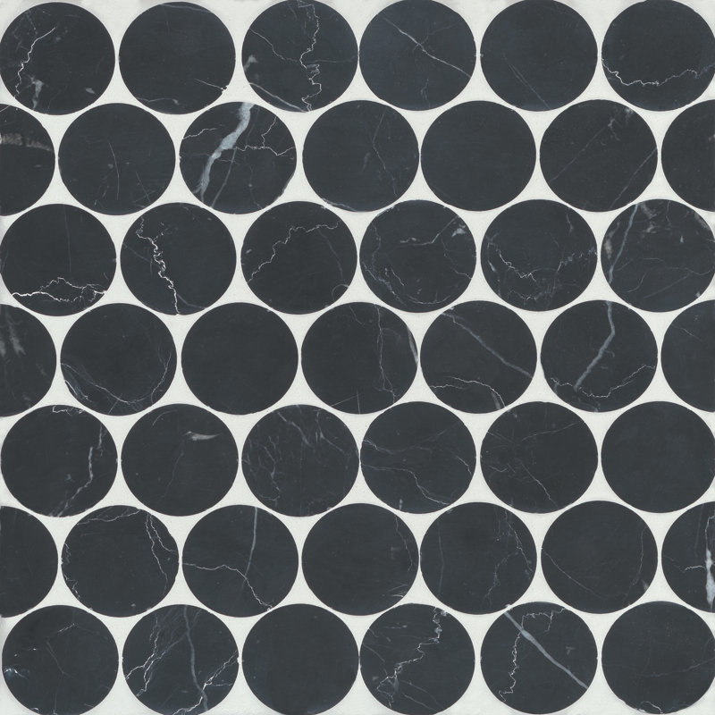 Monet Marble Mosaic Wall & Floor Tile, Nero Marquina
